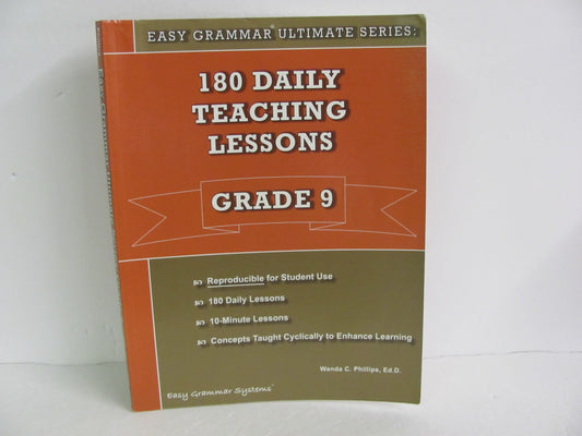 180 Daily Teaching Lessons Easy Grammar Phillips 9th Grade Language Textbooks