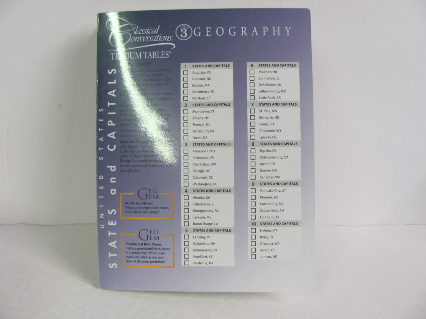 Geography Trivium Tables Pamplet  Pre-Owned Classical Conversations