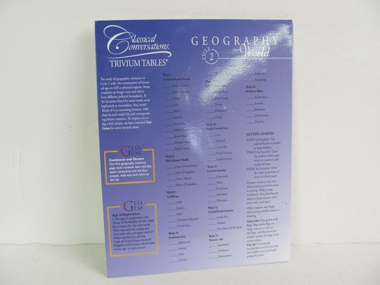 Geography Trivium Tables Pamplet  Pre-Owned Classical Conversations