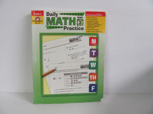 Daily Math Practice Evan-Moor Pre-Owned 3rd Grade Mathematics Textbooks