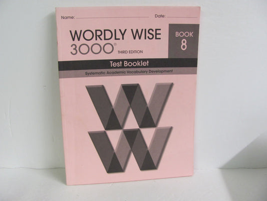 Wordly Wise 3000 EPS Tests  Pre-Owned 8th Grade Spelling/Vocabulary Books