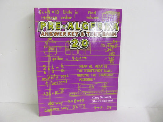 Pre Algebra Teaching Textbook Answer Key  Pre-Owned Mathematics Textbooks