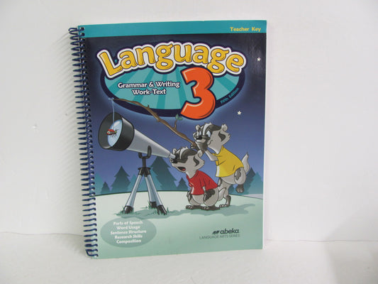 Language 3 Abeka Teacher Key  Pre-Owned 3rd Grade Language Textbooks