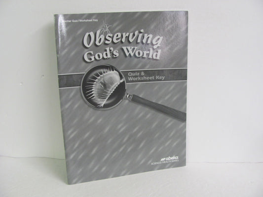 Observing God's World Abeka Quiz/Worksheet Key  Pre-Owned Science Textbooks