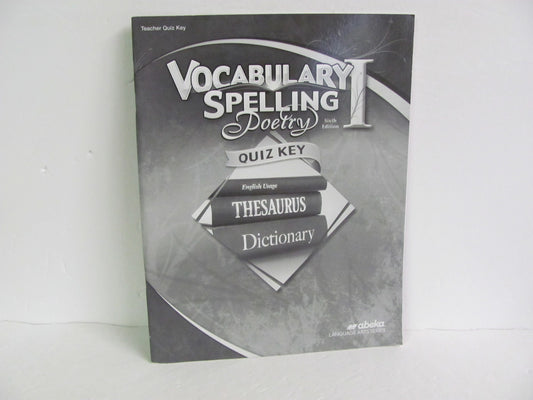 Vocabulary Spelling Poetry I Abeka Quiz Key Pre-Owned Spelling/Vocabulary Books