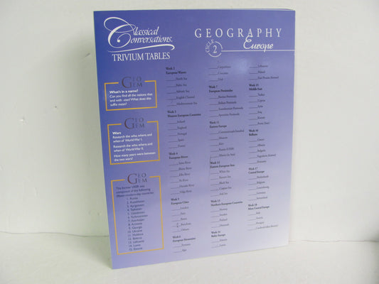 Geography Europe Trivium Tables Pamplet  Pre-Owned Classical Conversations