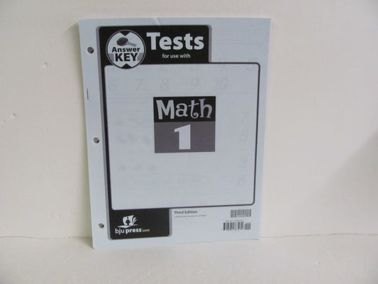 Math 1 BJU Press Test Key Pre-Owned 1st Grade Mathematics Textbooks