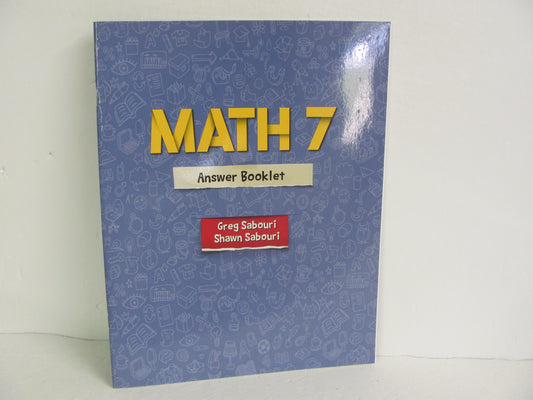 Math 7 Teaching Textbook Answer Key  Pre-Owned Sabouri Mathematics Textbooks