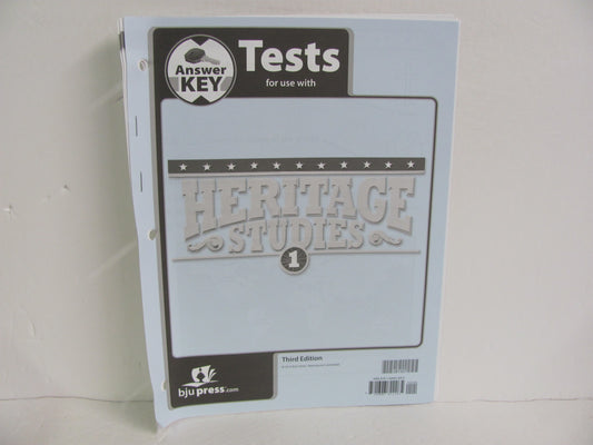 Heritage Studies 1 BJU Press Test Key Pre-Owned 1st Grade History Textbooks