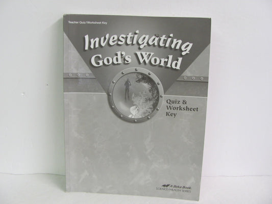 Investigating God's World Abeka Quiz/Worksheet Key  Pre-Owned Science Textbooks