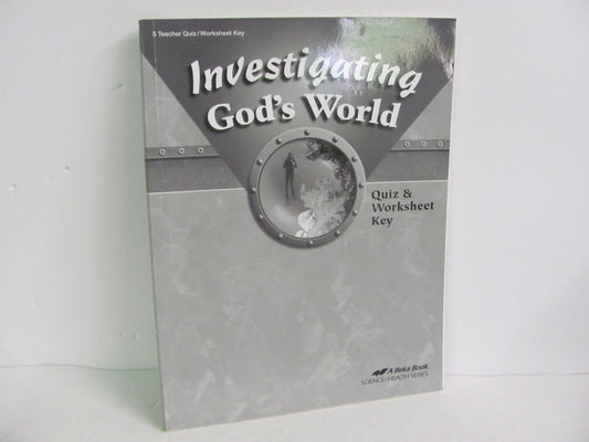 Investigating God's World Abeka Quiz/Worksheet Key  Pre-Owned Science Textbooks