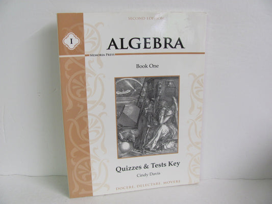 Algebra Memoria Press Quiz/Test Key  Pre-Owned Davis Mathematics Textbooks