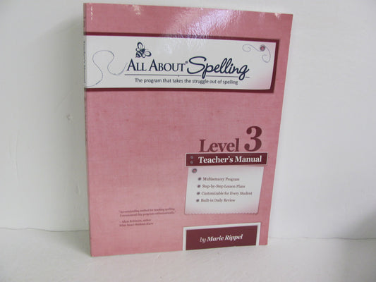 All About Spelling Level 3 Teacher Manual  Pre-Owned Spelling/Vocabulary Books