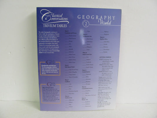 Geography Trivium Tables Pamplet  Pre-Owned Classical Conversations