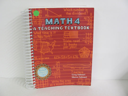 Math 4 Teaching Textbook Student Book Pre-Owned Sabouri Mathematics Textbooks