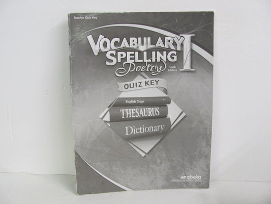 Vocabulary Spelling Poetry I Abeka Quiz Key Pre-Owned Spelling/Vocabulary Books