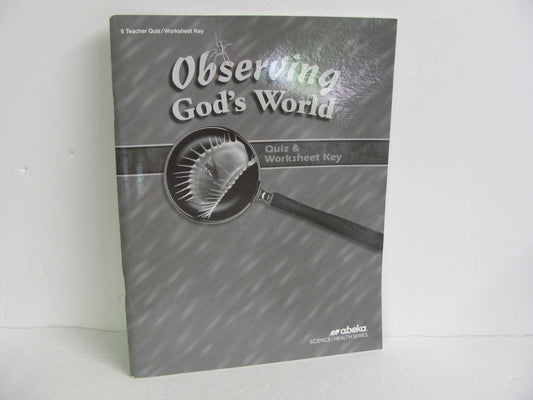 Observing God's World Abeka Quiz/Worksheet Key  Pre-Owned Science Textbooks