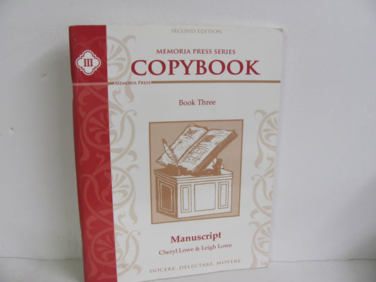 Copybook Manuscript Memoria Press Student Book Pre-Owned Lowe Penmanship Books