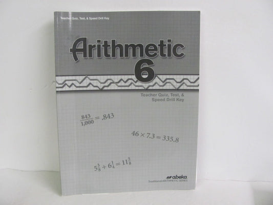 Arithmetic 6 Abeka Quiz/Test Key  Pre-Owned 6th Grade Mathematics Textbooks