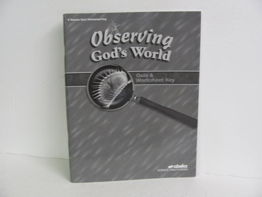 Observing God's World Abeka Quiz/Worksheet Key  Pre-Owned Science Textbooks