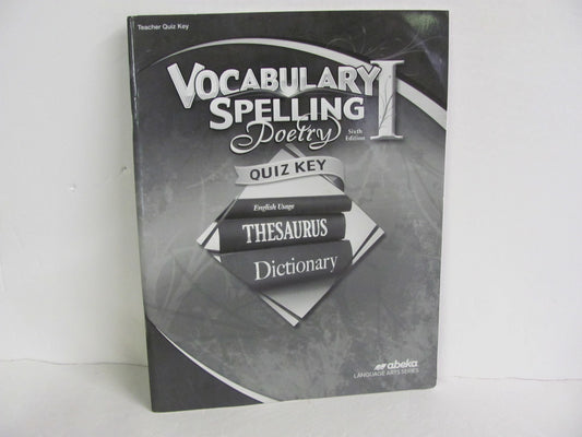 Vocabulary Spelling Poetry I Abeka Quiz Key Pre-Owned Spelling/Vocabulary Books