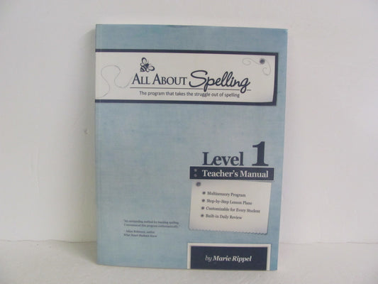 All About Spelling Teacher Manual  Pre-Owned Rippel Spelling/Vocabulary Books