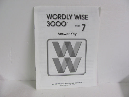 Wordly Wise 3000 EPS Answer Key  Pre-Owned 7th Grade Spelling/Vocabulary Books