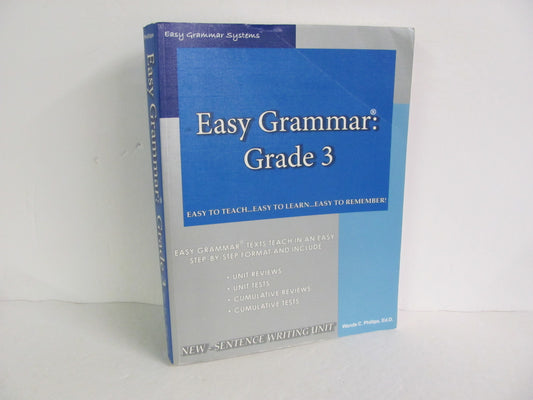 Easy Grammar 3 ISHA Enterprises Pre-Owned Phillips 3rd Grade Language Textbooks