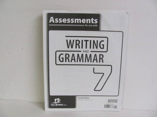 Writing and Grammar 7 BJU Press Assessments  Pre-Owned Language Textbooks