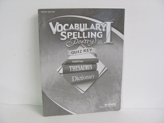 Vocabulary Spelling Poetry I Abeka Quiz Key Pre-Owned Spelling/Vocabulary Books