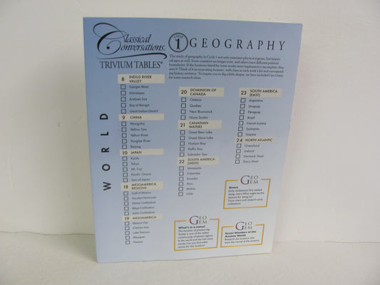 Geography Cycle 1 Trivium Tables Pamplet  Pre-Owned Classical Conversations