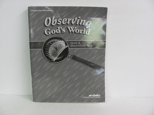 Observing God's World Abeka Quiz/Worksheet Key  Pre-Owned Science Textbooks