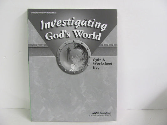 Investigating God's World Abeka Quiz/Worksheet Key  Pre-Owned Science Textbooks