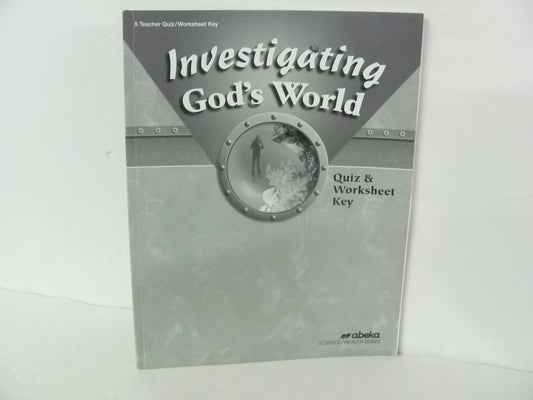 Investigating God's World Abeka Quiz/Worksheet Key  Pre-Owned Science Textbooks