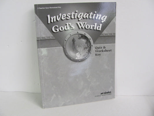 Investigating God's World Abeka Quiz/Worksheet Key  Pre-Owned Science Textbooks