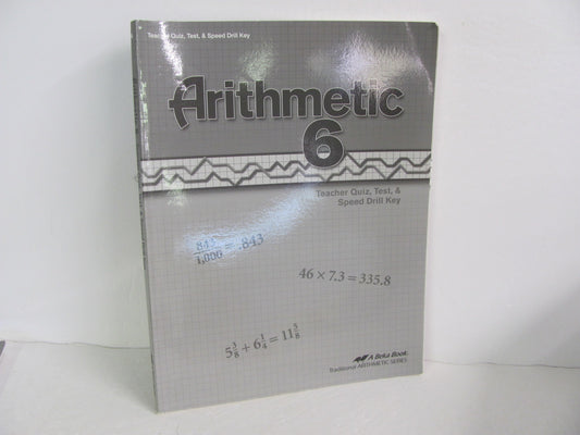 Arithmetic 6 Abeka Quiz/Test Key  Pre-Owned 6th Grade Mathematics Textbooks