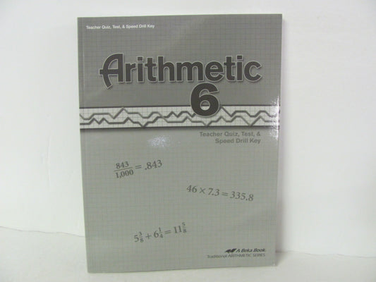 Arithmetic 6 Abeka Quiz/Test Key  Pre-Owned 6th Grade Mathematics Textbooks