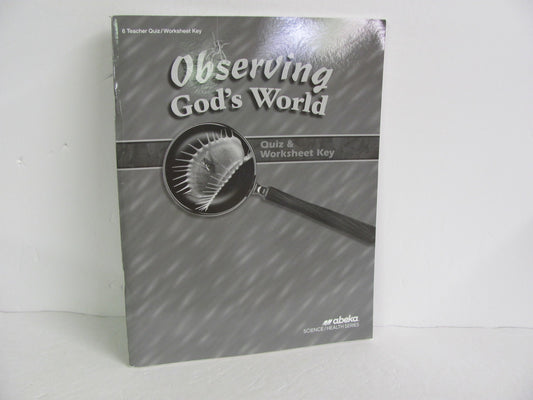 Observing God's World Abeka Quiz/Worksheet Key  Pre-Owned Science Textbooks