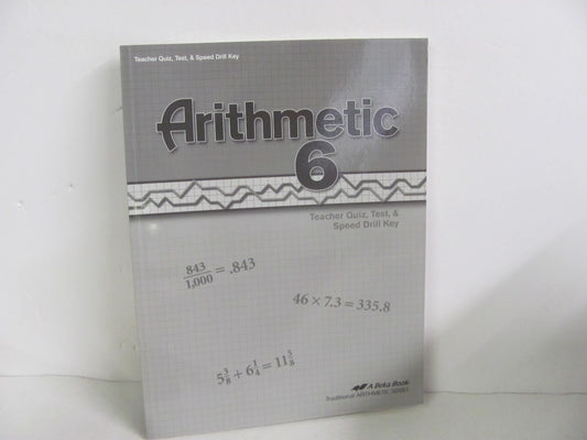 Arithmetic 6 Abeka Quiz/Test Key  Pre-Owned 6th Grade Mathematics Textbooks