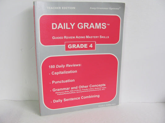 Daily Grams Easy Grammar Teacher Edition  Pre-Owned Phillips Language Textbooks