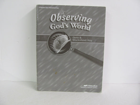 Observing God's World Abeka Quiz/Worksheet Key  Pre-Owned Science Textbooks