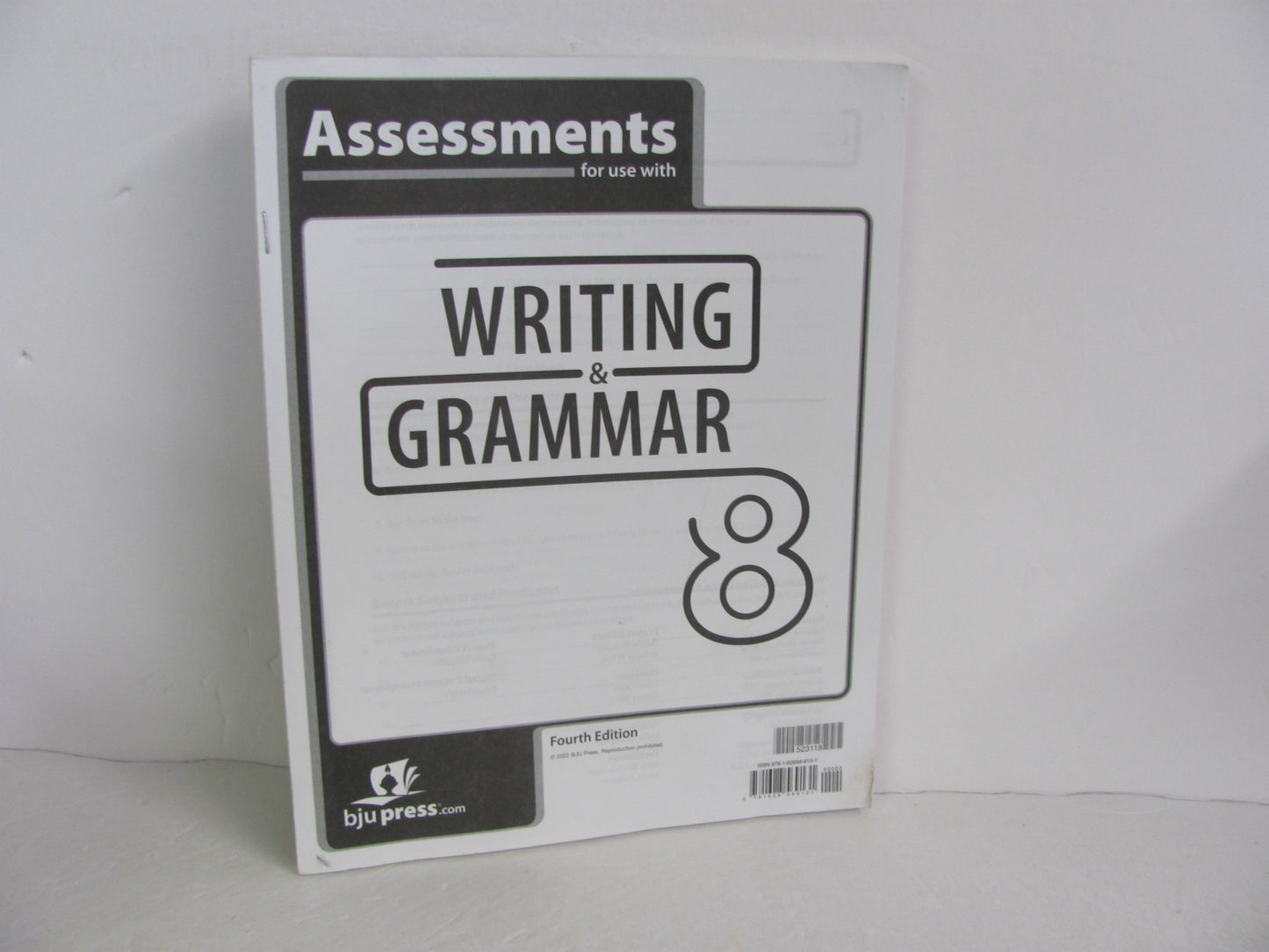 Writing & Grammar 8 BJU Press Assessments  Pre-Owned Language Textbooks