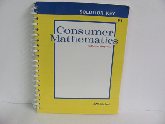 Consumer Mathematics Abeka Solution Key Pre-Owned Mathematics Textbooks